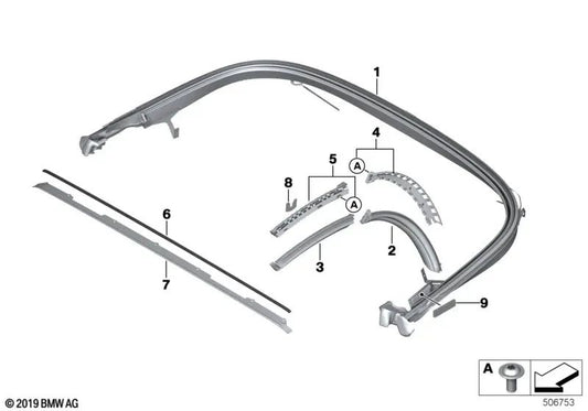 Guida di assemblaggio, scheda sinistra per BMW Z4 G29 (OEM 54349449197). BMW originale