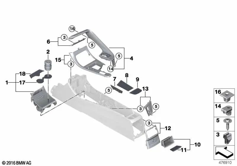 Cup Holder Insert Mat for BMW F48, F48N, F39 (OEM 51169373371). Original BMW