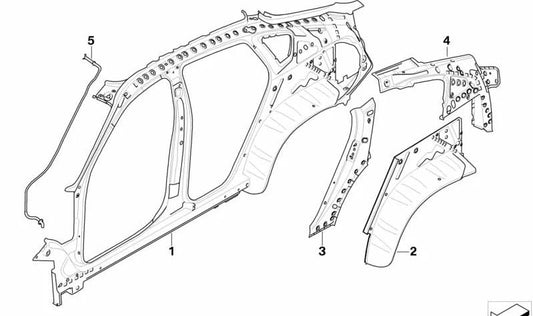 INTERIOR REINFORCEMENT Pilar D Law 41217181582 for BMW X6 E71 and E72 (XDRive30D, XDRIVE35D, XDRIVE35I, X6 M COMPETITION). Original BMW.