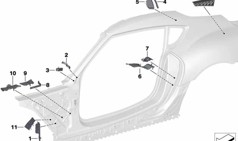 RIGHT SUPPORT OF THE CROSSAN OF THE FRAME OEM 41007473934 FOR BMW G29. Original BMW.