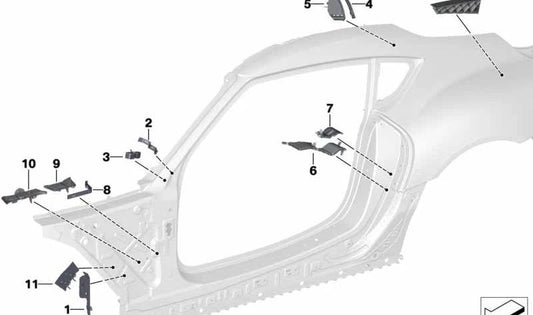 RIGHT SUPPORT OF THE CROSSAN OF THE FRAME OEM 41007473934 FOR BMW G29. Original BMW.