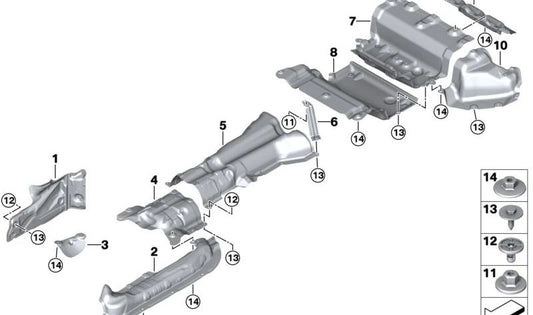 Front Rear Exhaust Muffler Heat Insulation for BMW 3 Series G80, G81 and 4 Series G82, G83 (OEM 51488074689). Original BMW