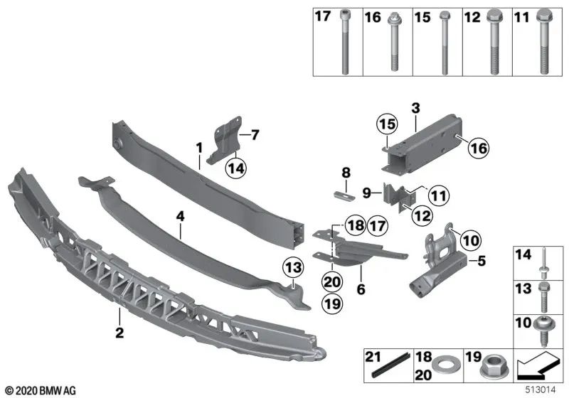 Soporte del Tren Delantero Derecho para BMW F87, F80, F82, F83 (OEM 51118055344). Original BMW