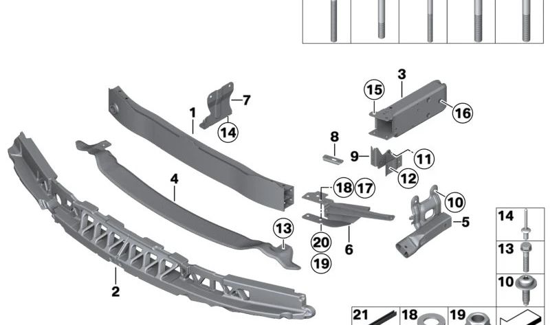 Tornillo de Cabeza Hexagonal para BMW Serie 1 F20, F21, Serie 2 F22, F23, F87, Serie 3 F30, F31, F34, F35, F80 y Serie 4 F32, F33, F36, F82 (OEM 07147321202). Original BMW