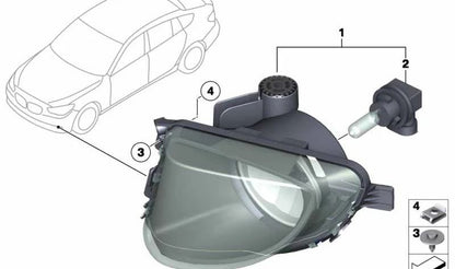 Faros antiniebla LED izquierdo OEM 63177199619 para BMW Serie 5 GT (F07). Original BMW