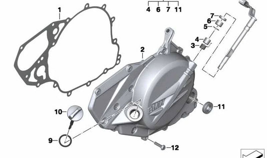 OEM da placa esquerda 11147721528 para motocicletas BMW F 800 GT, F 800 S, F 800 ST, F 800 R. Original BMW Motorrad.