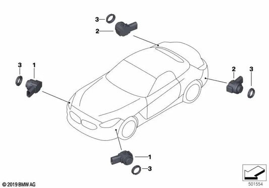 Ultrasonic sensor Frozen grey II for BMW Z4 G29 (OEM 66207927776). Original BMW