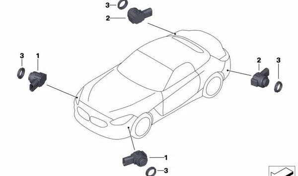 Sensor de aparcamiento (PDC) color Frozen Grey II OEM 66207927774 para BMW G29. Original BMW.