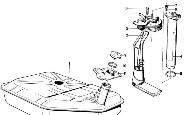 Emettitore del tubo di immersione per BMW E23 (OEM 16121153009). BMW originale
