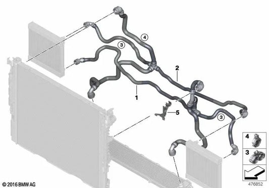 Tuyau de refroidissement réfrigérant déplacé pour BMW G12, G12N (OEM 17127991454). BMW d'origine.