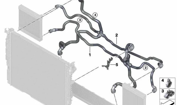 Manguera de refrigerante OEM 17127991455 para BMW G12. Original BMW.