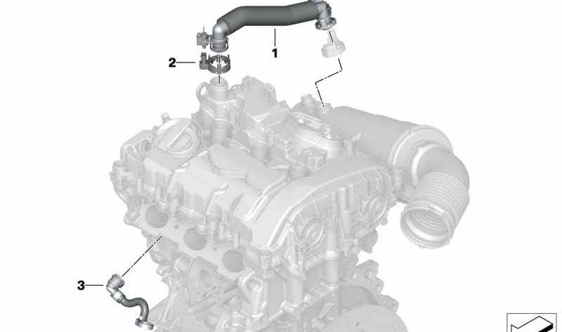 Tubo ventilación cárter OEM 11538607144 para BMW I12, I12N, I15. Recambio original BMW.