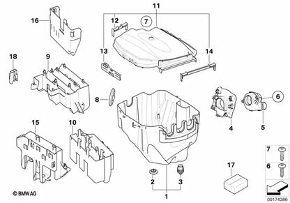 Suporte à unidade de controle da BMW Series 1 E81, E82, E87, E88 Série 3 E90, E91, E92, E93 X1 E84 (OEM 12907528939). BMW original