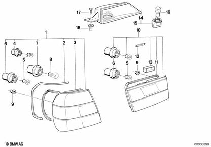 Luz trasera panel lateral derecho para BMW Serie 5 E34 (OEM 63211389012). Original BMW
