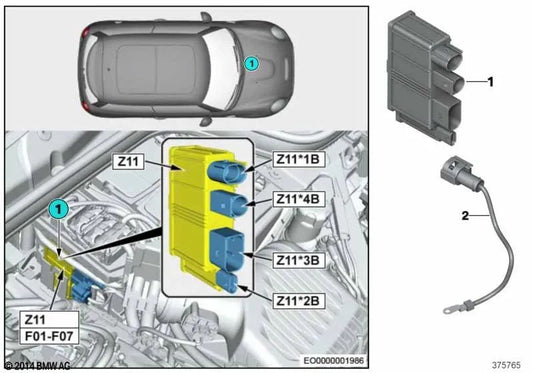 Módulo de alimentação Z11 integrado para Mini F55, F56, F57 (OEM 12637936366). BMW original