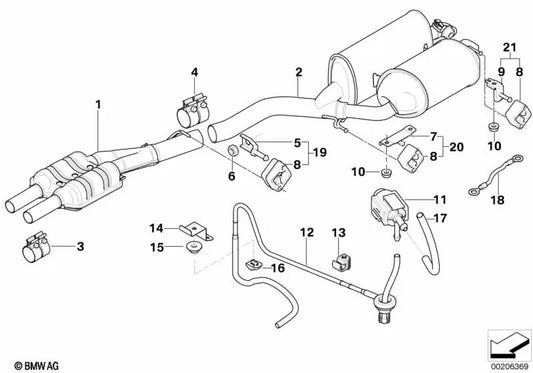 Silenciador con válvula de escape para BMW E65, E66 (OEM 18307551711). Original BMW