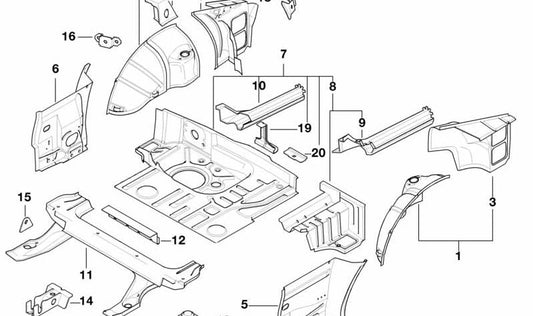 Passaruedas Innenrecht für die BMW Series 3 E36 (OEM 41148189978). Original BMW