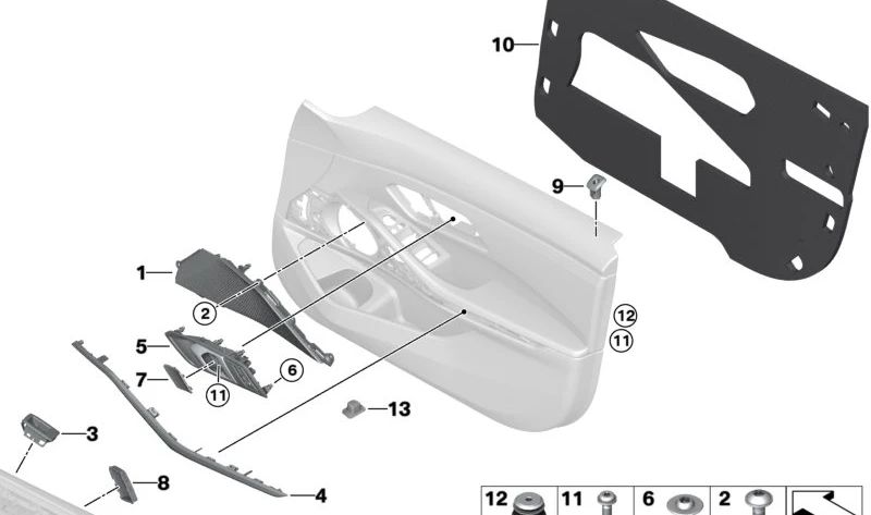 Embellecedor botón cierre puerta derecha OEM 51417447304 para BMW G20, G20N, G21, G21N, G28, G28N, G80, G80N, G81, G81N, G42, G87. Original BMW.