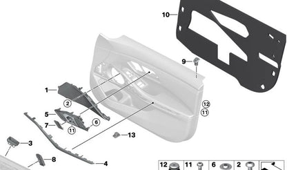 Embellecedor botón cierre puerta derecha OEM 51417447304 para BMW G20, G20N, G21, G21N, G28, G28N, G80, G80N, G81, G81N, G42, G87. Original BMW.