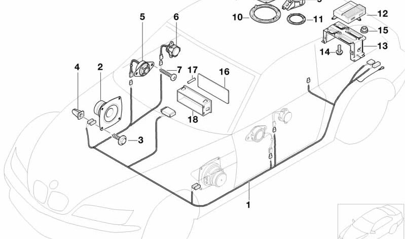 Amplificador sistema HiFi OEM 65128400414 para BMW Z3 {E36: Z3 2.8, Z3 3.0i, Z3 M3.2} con cambio manual o automático. Compatible solo con modelos especificados. Original BMW.
