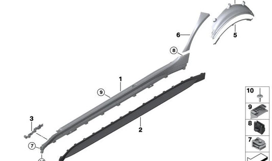 Proteção contra pedras traseiras direito OEM 517779999124 para BMW G80, G80N, G81, G81N. Peça original da BMW.