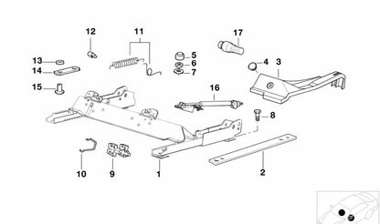 Perno de fijación OEM 52108201097 para BMW E36. Original BMW.