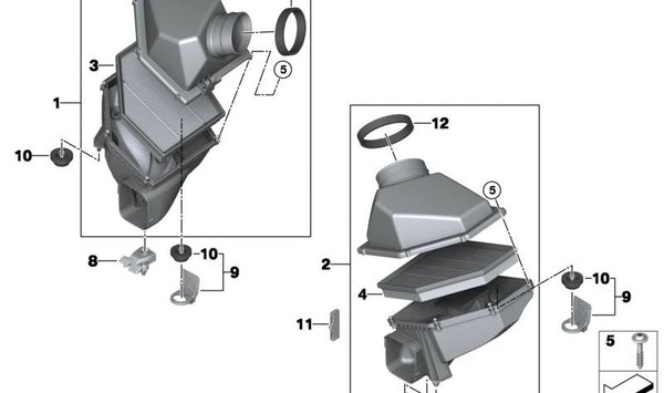 Toma de aire / codo de conexión OEM 13718643158 para BMW G30, G30N, G31N, F90, F90N, G11N, G12N, G70, F91, F92, F93, G14, G15, G16, i20, F97, F97N, G01, G01N, G08, G08E, G08F, G08N, G45, F98, F98N, G02, G02N, F95, F95N, G05, G05N, G18, G18N, F96, F9
