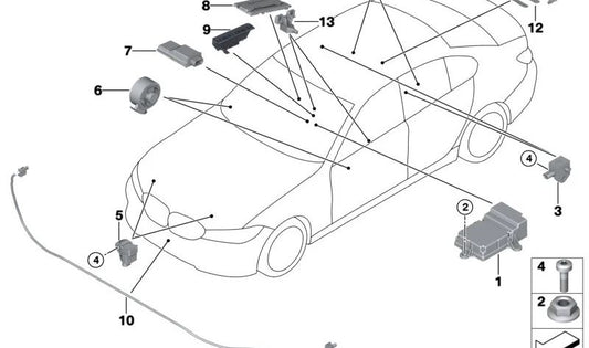 Sensor de ocupación asiento trasero central OEM 65779476629 para BMW G20, G21. Original BMW.