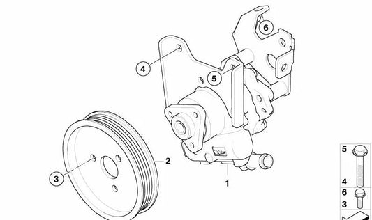 Bomba de dirección asistida OEM 32416766071 para BMW Serie 7 E65, E66 (730i, 730Li con motor M54). Original BMW.