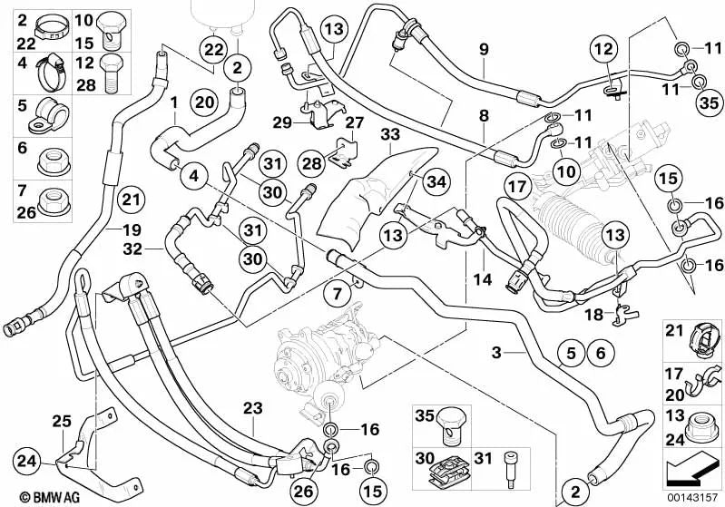Rückgaberohr für BMW E60, E61, E63, E64 (OEM 32416773989). Original BMW