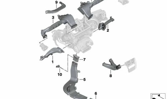 Conducto aire calefacción trasero derecho OEM 64227443140 para BMW G20, G20N, G21, G21N, G28, G28N, G80, G80N, G81, G81N, G42, G87, G22, G22N, G23, G23N, G26, G26N, G82, G82N, G83, G83N. Original BMW.