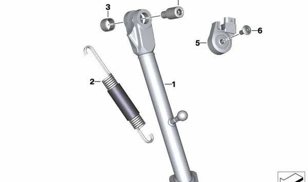 Pata de cabra / Caballete lateral OEM 46538414452 para BMW Motorrad G 310 R (2016-2026) y G 310 RR (2022-2026). Original BMW Motorrad.
