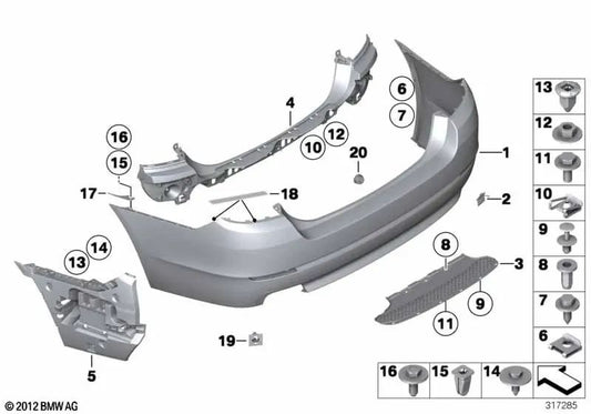 Acabamento do para-choque traseiro preparado para BMW Série 5 F10 (OEM 51127238520). BMW original