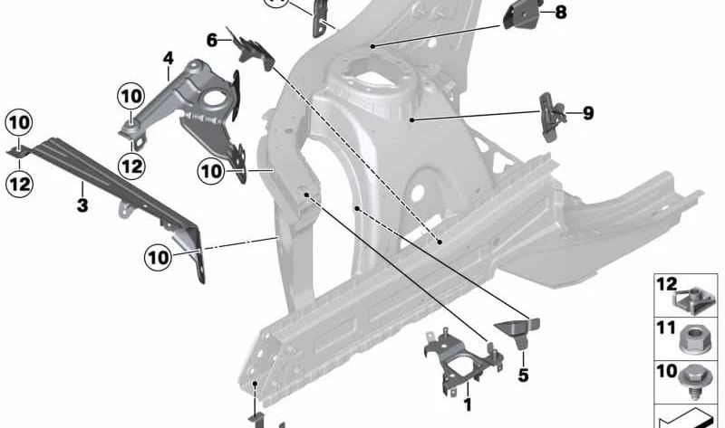 Soporte inferior del radiador OEM 41117267087 para BMW F25, F26. Original BMW.