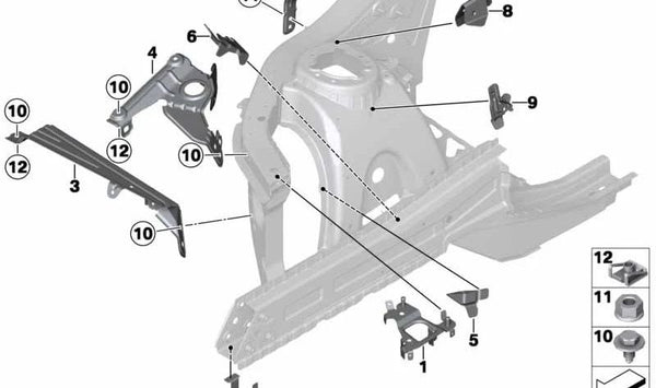 Soporte para punto de arranque auxiliar OEM 41117267105 para BMW F25, F26. Original BMW.