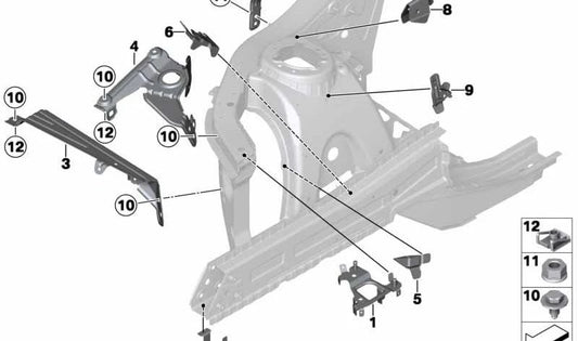 Soporte de manguera de freno derecho OEM 41117267090 para BMW F25, F26. Original BMW.