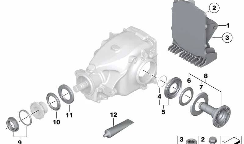 OEM 33117512980 rear differential lid for BMW E46 and Z4 (E85, E86, E89). Original BMW.