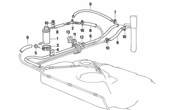 Conector de combustible OEM 16132294376 para BMW. Compatible con modelos E12, Z1. Original BMW.