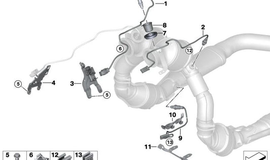Cang de sonde lambda pour la série BMW 5 F90, F90N, série 8 F91, F92, F93, X5 F95, X6 F96 (OEM 11789500717). BMW d'origine