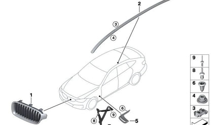 Conducto de aire lateral interior izquierdo OEM 51747293729 para BMW F34 (Serie 3 Gran Turismo). Original BMW.