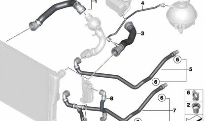 Manguito del líquido refrigerante OEM 17127646155 para BMW X3 F25 y X4 F26 (modelos compatibles: sDrive20i, xDrive20i, xDrive28i). Original BMW.
