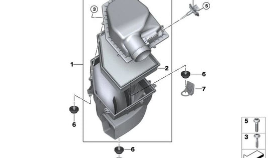 Soporte del sistema de admisión OEM 13718587566 para BMW X5 (G05, G05N, G18, G18N), X6 (G06, G06N), X7 (G07, G07N), XM (G09). Original BMW.