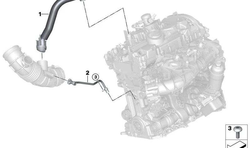 Tubo de ventilación del motor OEM 11159846388 para BMW G42 230i y G20/G21 330i (incl. xDrive). Compatible con motores B48D desde 2022. Original BMW.