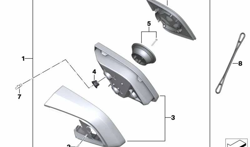 Retrovisor izquierdo OEM 51167717901 para motos BMW R 1200 RT, R 900 RT. Original BMW Motorrad.