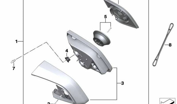Cristal retrovisor derecho OEM 51167722356 para BMW Motorrad R 1200 GS (K25), R 1200 GS Adventure (K25), R 1200 R (K27), R 1200 RT (K26), R nineT (K21), R nineT Scrambler. Original BMW Motorrad.