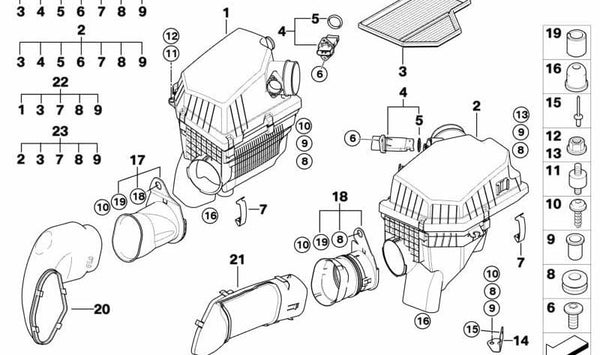 Conducto de admisión OEM 13717521014 para BMW E63, E64. Original BMW.