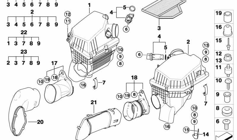 Conducto de admisión OEM 13717521019 para BMW E63, E63N, E64, E64N. Original BMW.