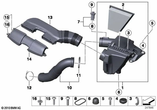 Air duct with resonator for BMW E84 (OEM 13717632501). Original BMW.