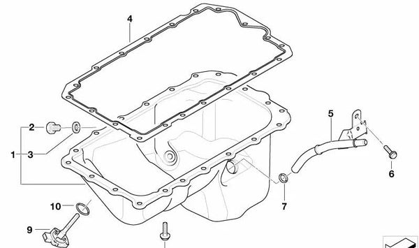 Tubo de retorno de aceite OEM 11437525287 para BMW E87, E90, E91. Original BMW.