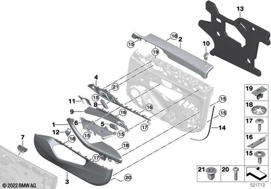 Front left door bag for BMW G26, G26N (OEM 51415A46BF3). Original BMW.